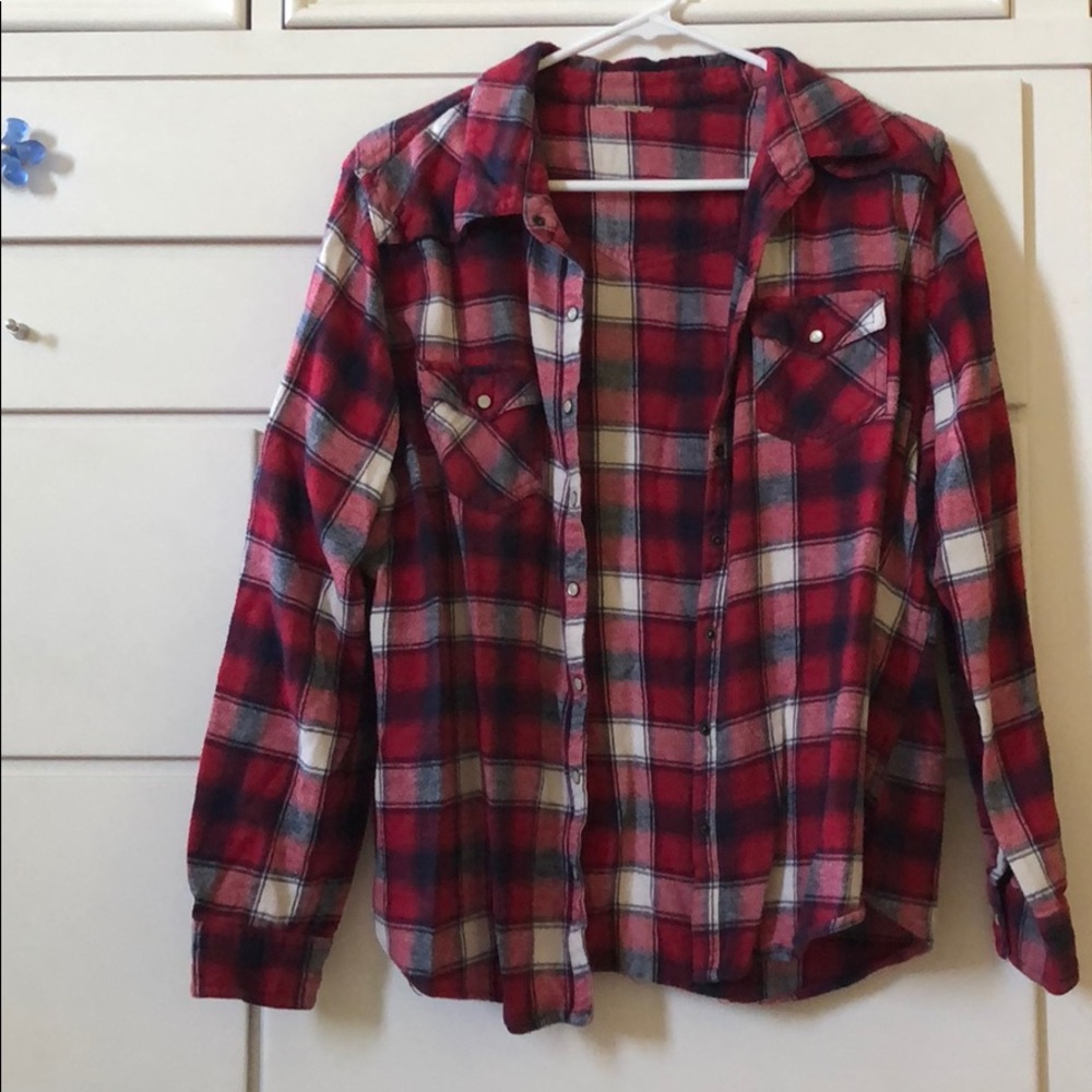 Red White Blue Western Flannel with Button Details